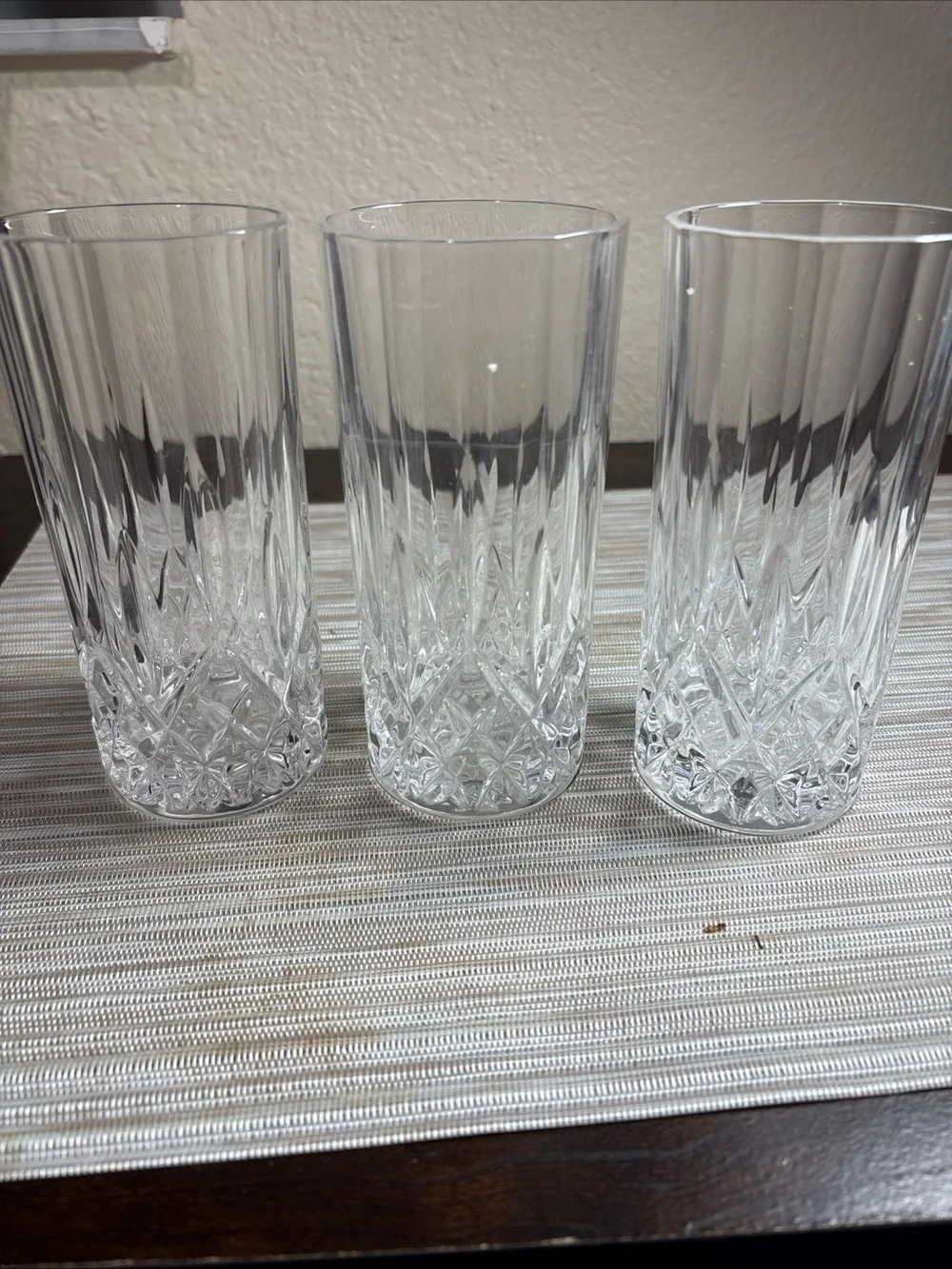 Crystal Cut Highball Glasses - Clear (Set of 3)